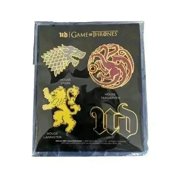 Game Of Thrones Urban Decay HBO Pins Set House Stark Lannister Targaryen NEW! - Picture 1 of 5
